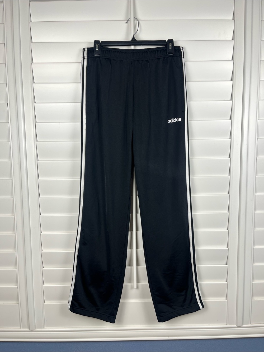 adidas men Black Joggers with White Side Stripes size L